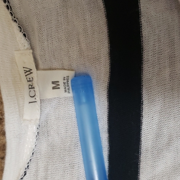 J. Crew sheer striped 3/4 sleeved scoop‎ neck black white - Picture 3 of 8